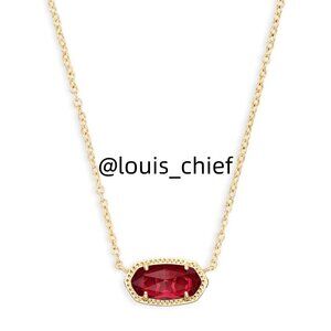 Elisa Gold Pendant Necklace in Berry Glass
